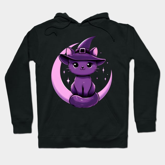 witch cat - purple cat witch Hoodie by vaporgraphic